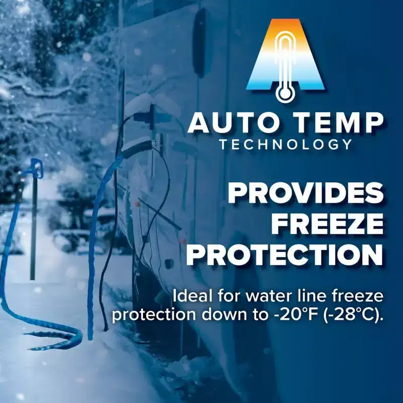 Camco 50 Ft Heated Water Hose for RV with Freeze Protection and Adapter, Blue