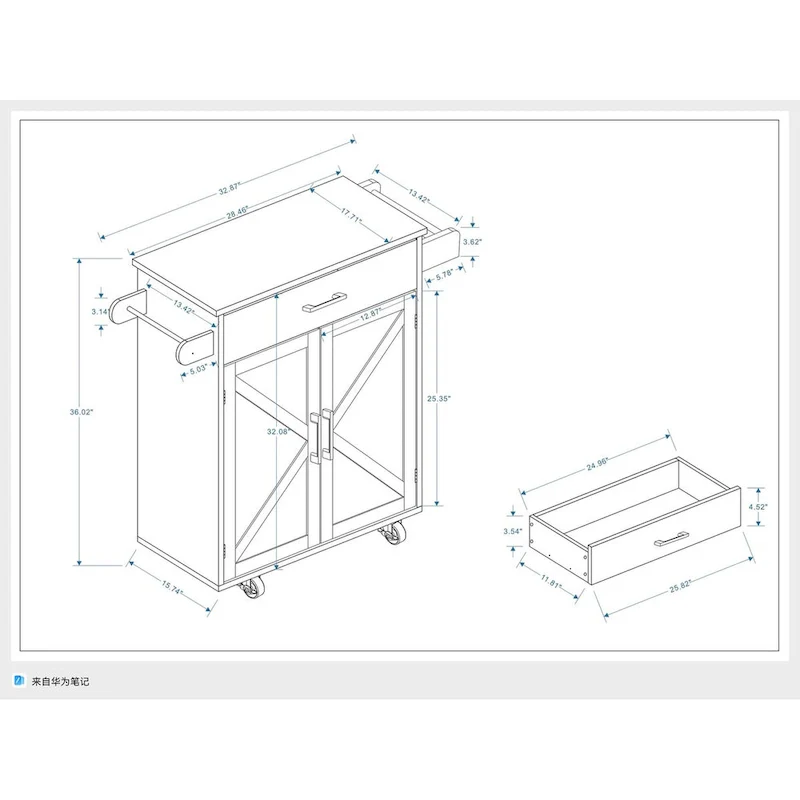 Kitchen island rolling trolley cart