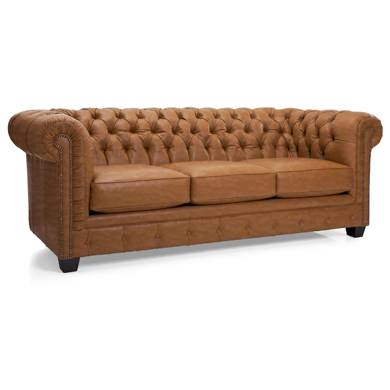 Hancock Tufted Top Grain Italian Leather Chesterfield Sofa - 31  H x 86  W x 40  D
