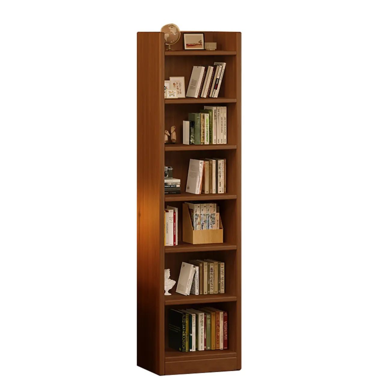 Rectangular Classic Nut-Brown Premium Wood 7-Shelf Bookcase
