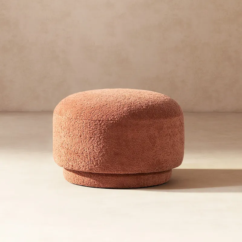 Fuji 15   Faux Sherpa Mushroom Footstool Ottoman
