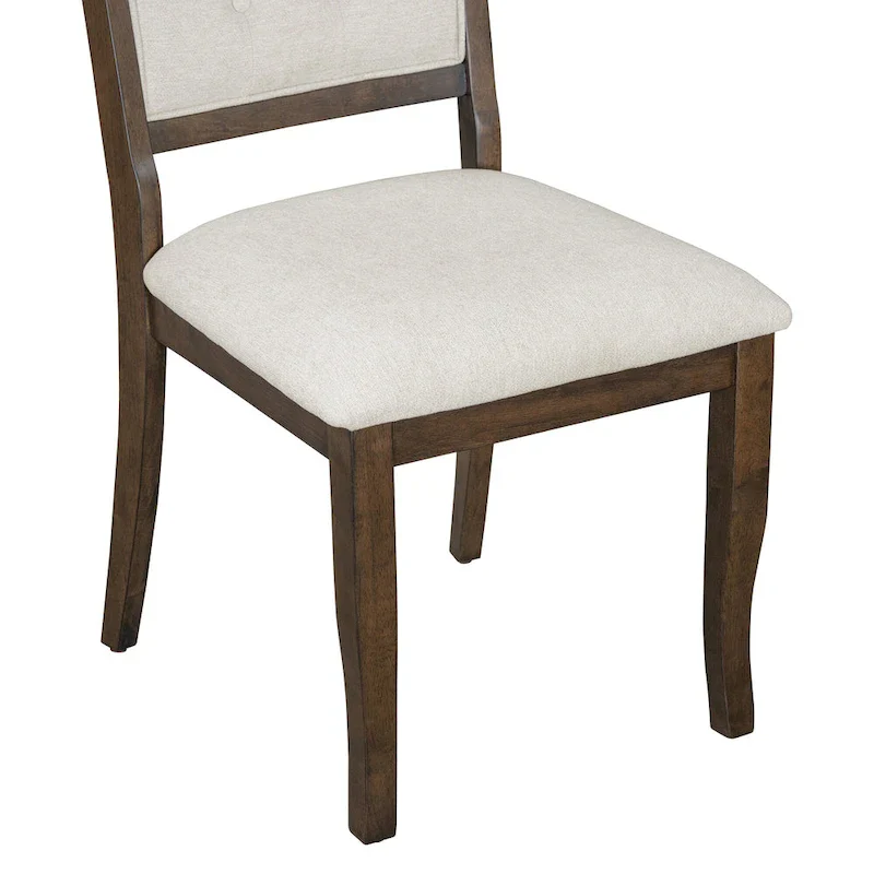 5 Piece Dining Table Set, Solid Wood Kitchen Dining Room Table Set with Round Dining Table and 4 Upholstered Chairs