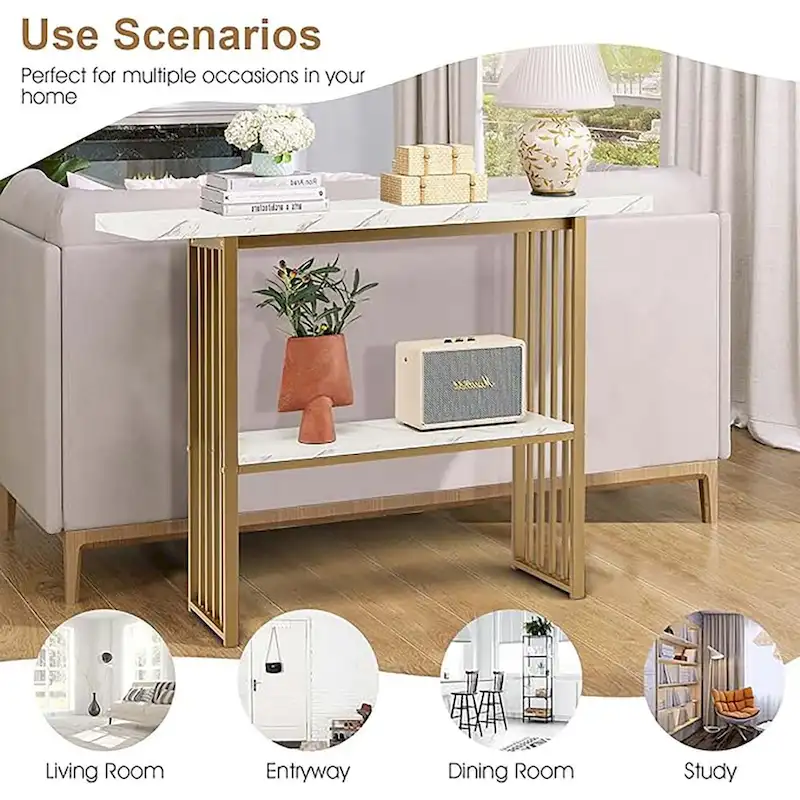 48 Living Room 2-tier Console Table Modern Entryway Hallway Table