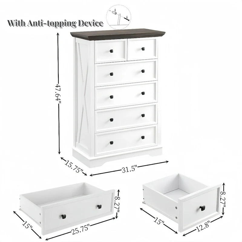 6 Drawers cabinet Tall Chest