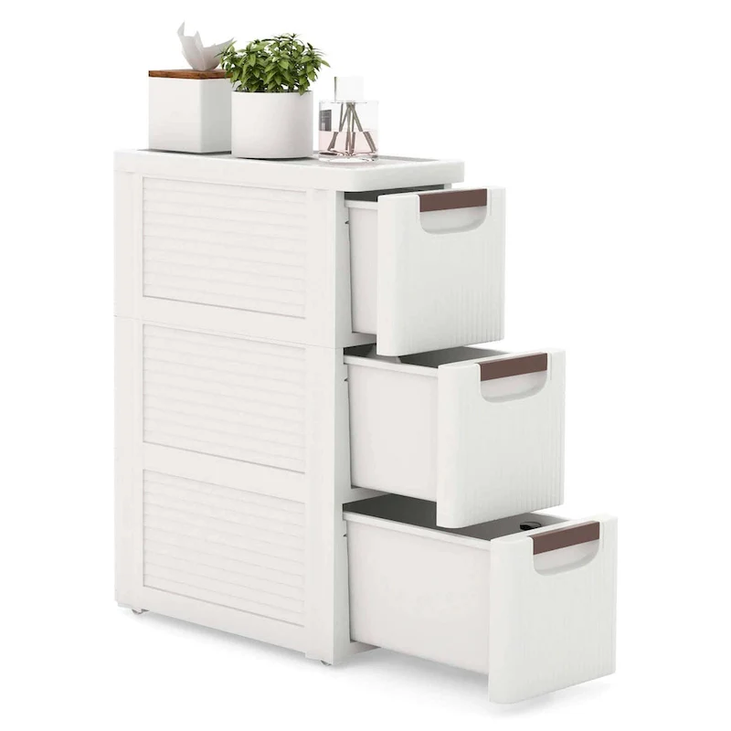 1 PCS 3-Drawer Narrow Rolling Storage Cabinet with Pull