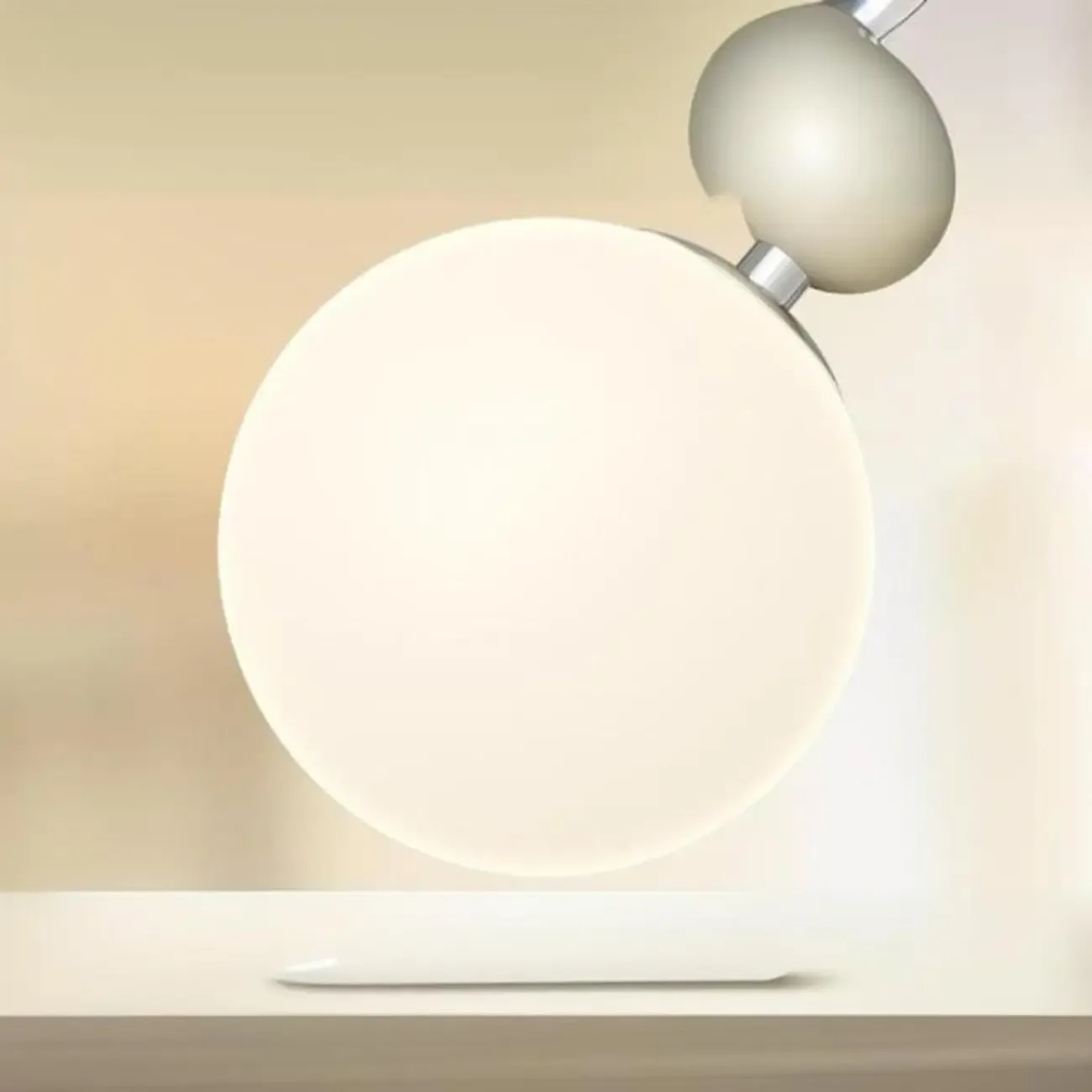 Elegant Milky Glass Globe LED Pendant Light with Bead Detail