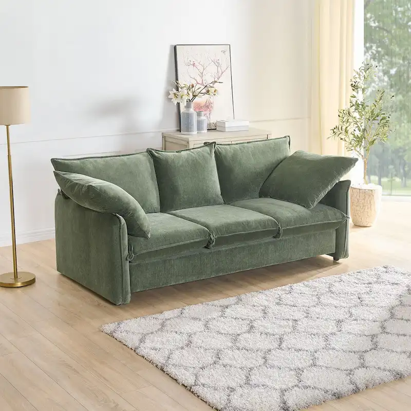 Mid-Century Modern 3-Seater Soft Sofa for Living Room, Apartment, Lounge, Bedroom