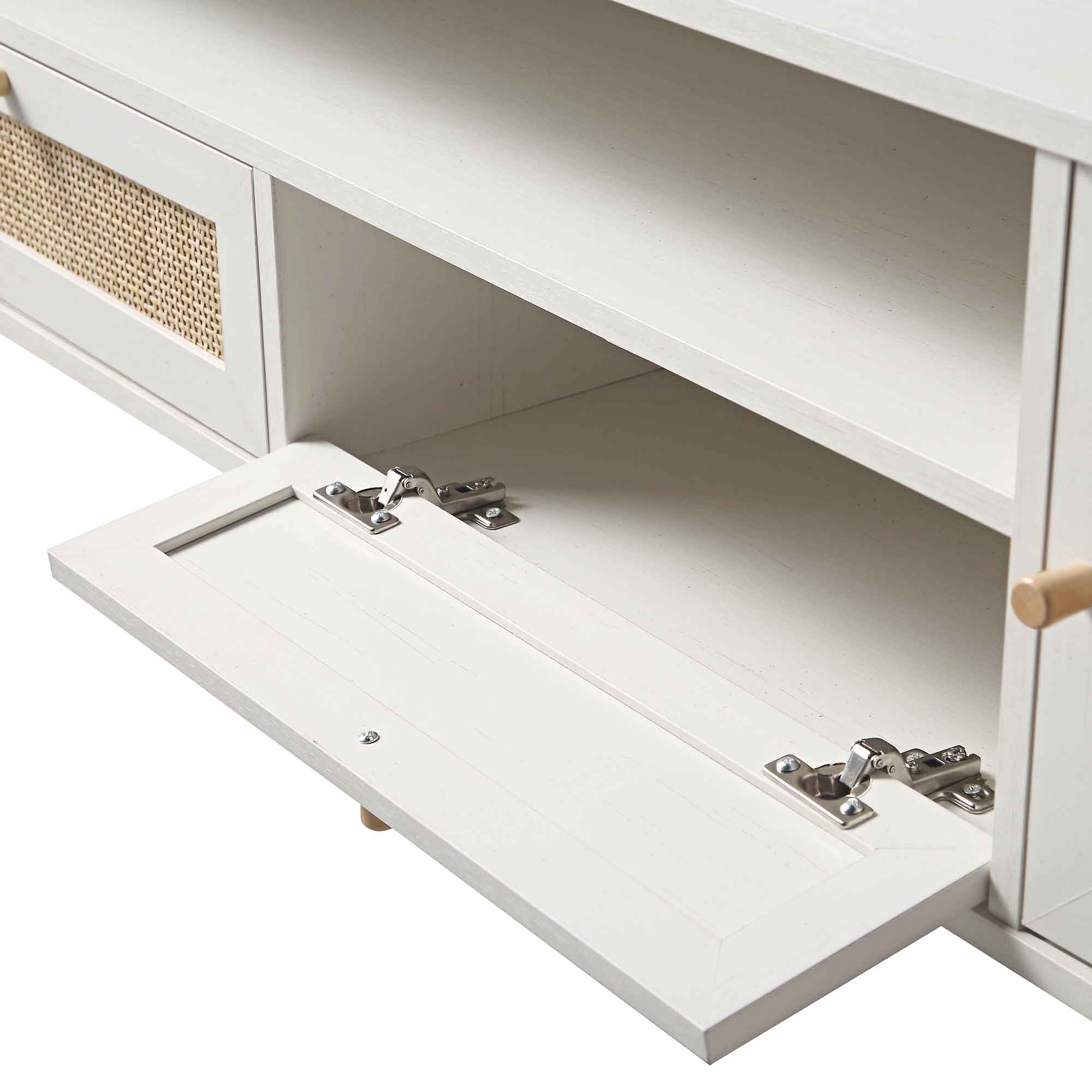 Woven Rattan 79in. Wide TV Unit, White