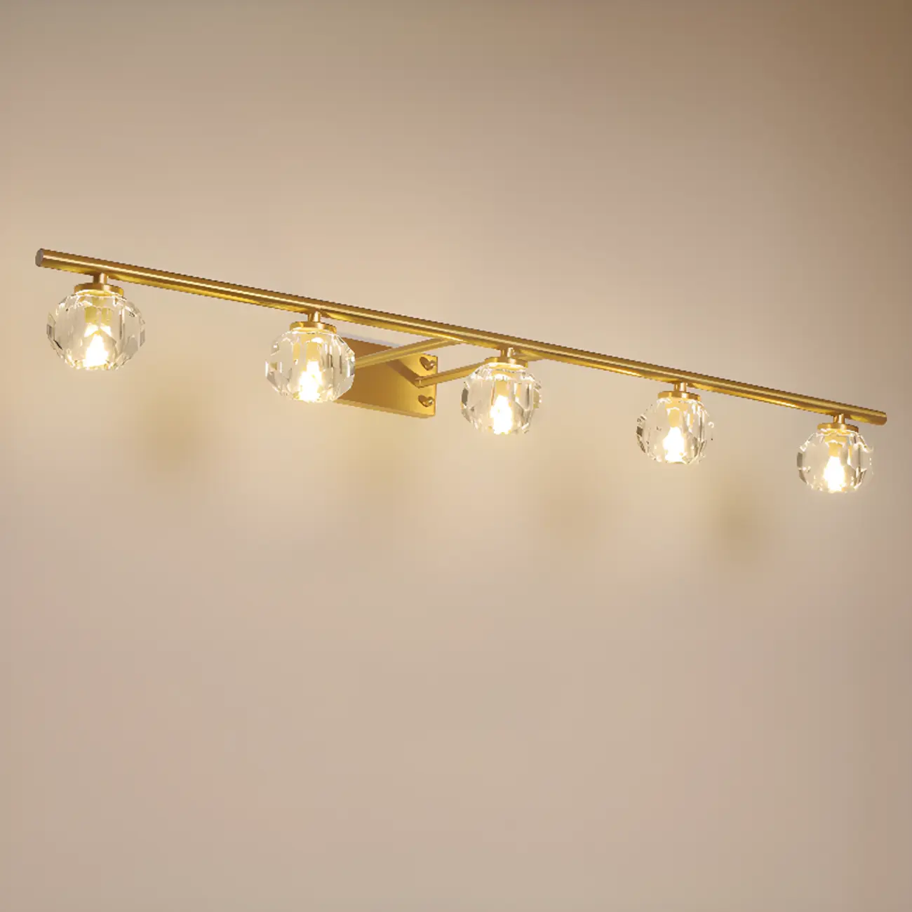 Elegant Linear Globe Brass Crystal Vanity Lights in Multi-Light