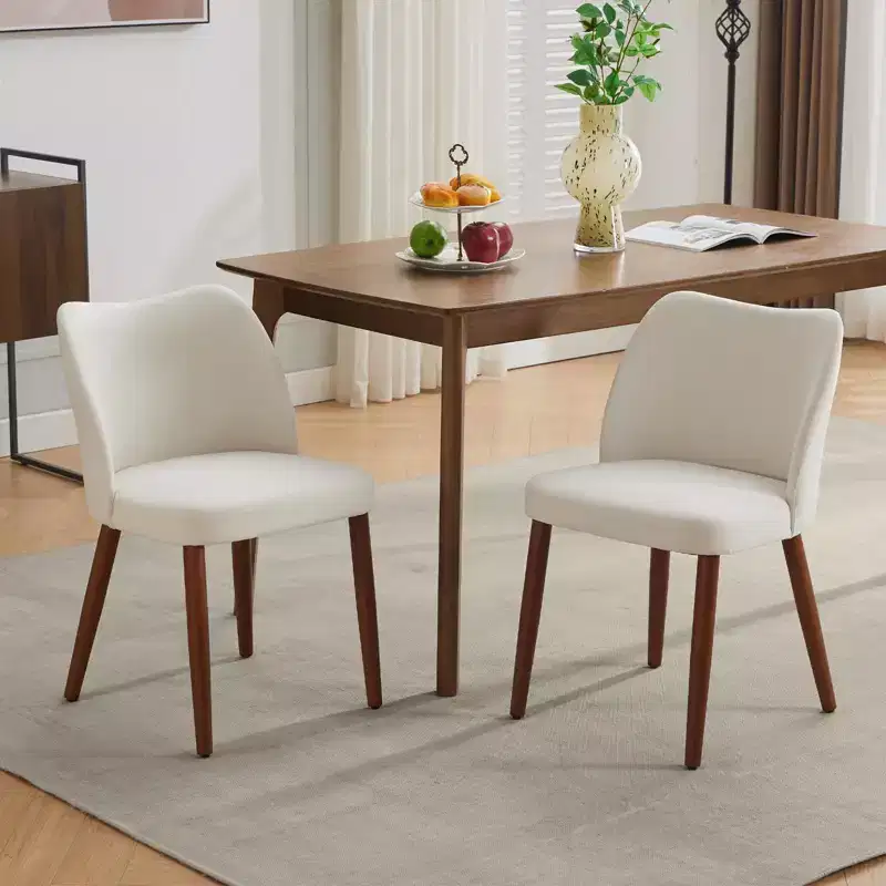 Modern Upholstered Dining Chairs Set of 2 - PU Leather or Linen with Ergonomic Wing Back for Dining Room Kitchen