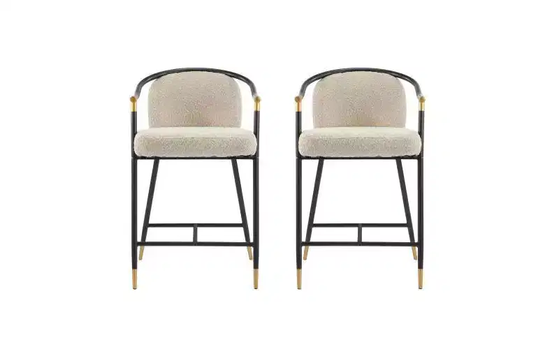 Christopher Knight Home Set of 2 26" Daniel Contemporary Upholstered Iron Counter Height Barstools Almond