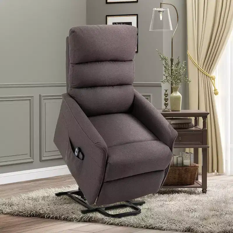 Power Lift Assist Recliner Chair for Elderly with Remote Control, Linen Fabric Upholstery