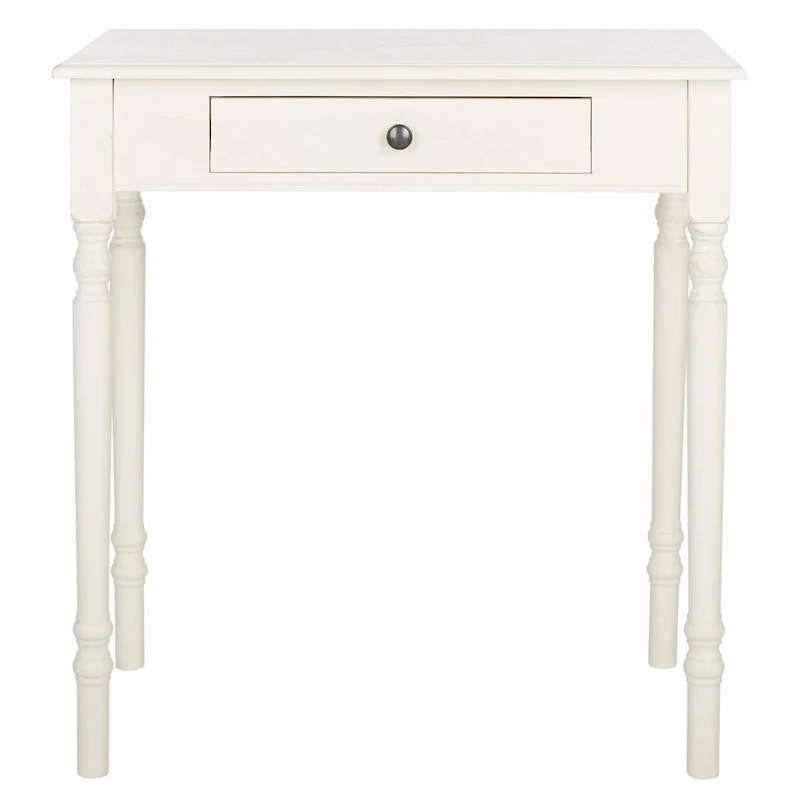 Classic 1-Drawer Writing Desk with Turned Legs & Rich Brown Top