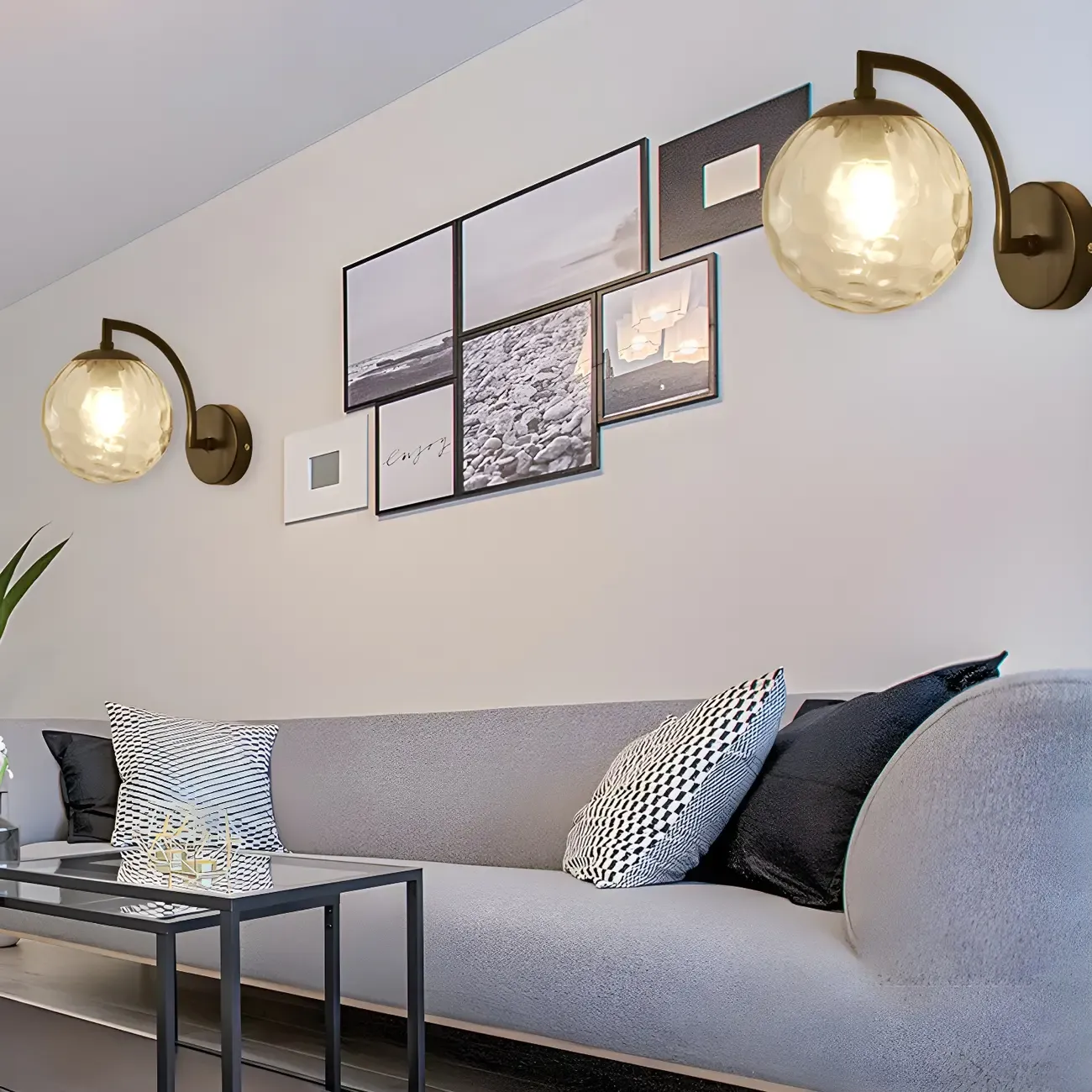 Mini Modern Globe Glass Metal Arc Vanity Wall Light