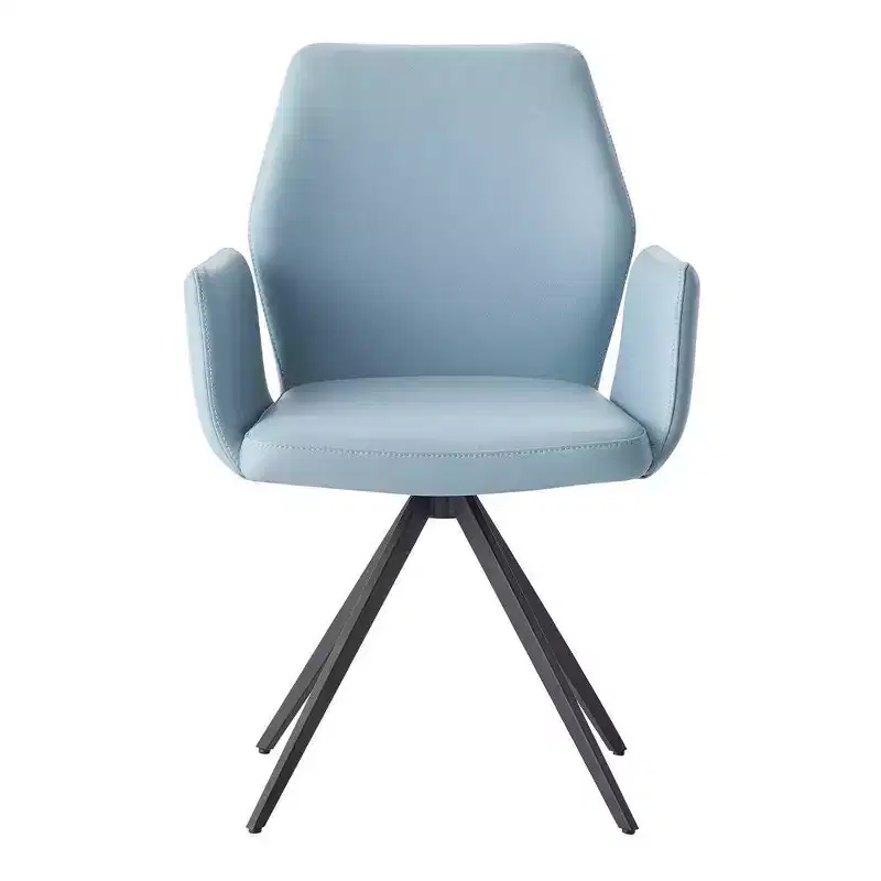 24" Segismunda Accent Chair Light Blue Leather/Black Finish - Acme Furniture