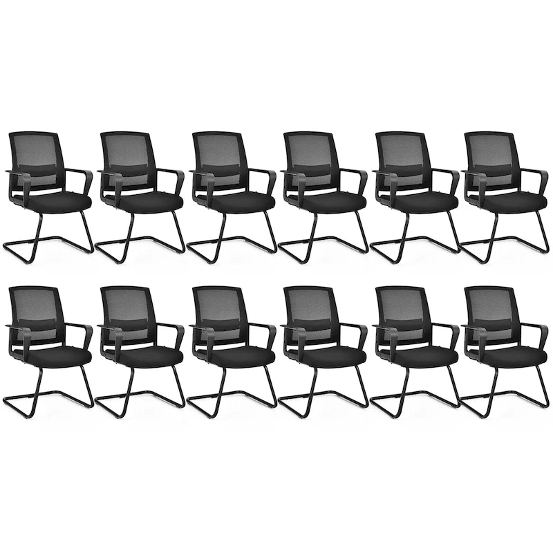 Gymax Set of 12 Conference Chairs Mesh Reception Office Guest Chairs