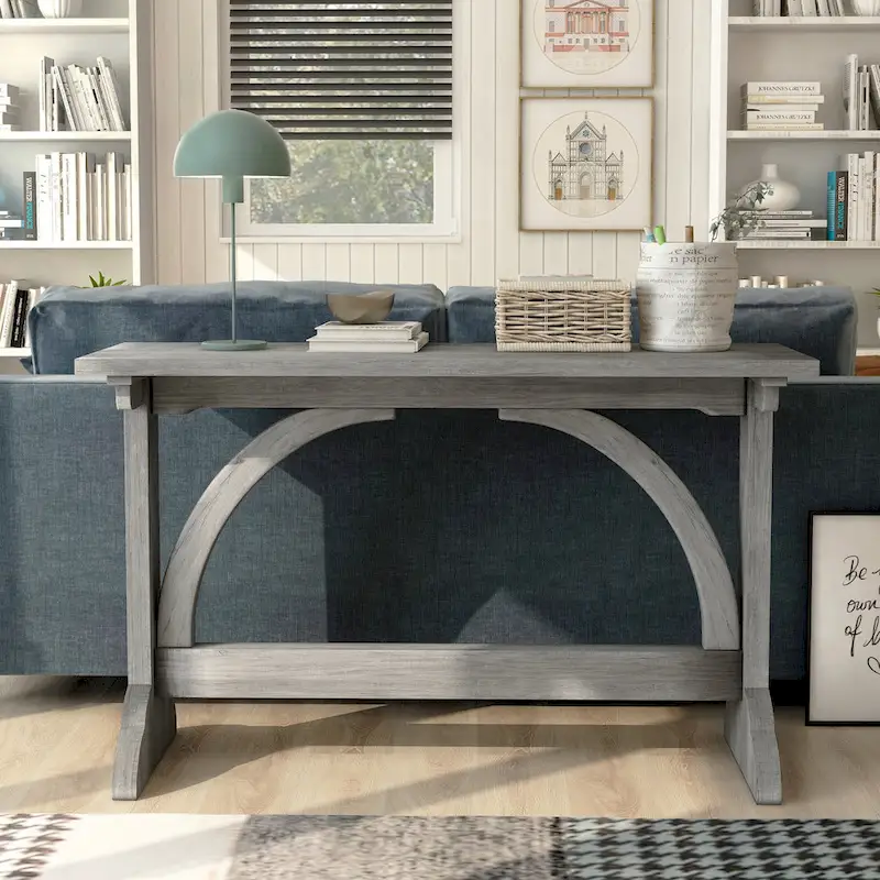 Rustic Oak 47-inch Console Table with Trestle Base