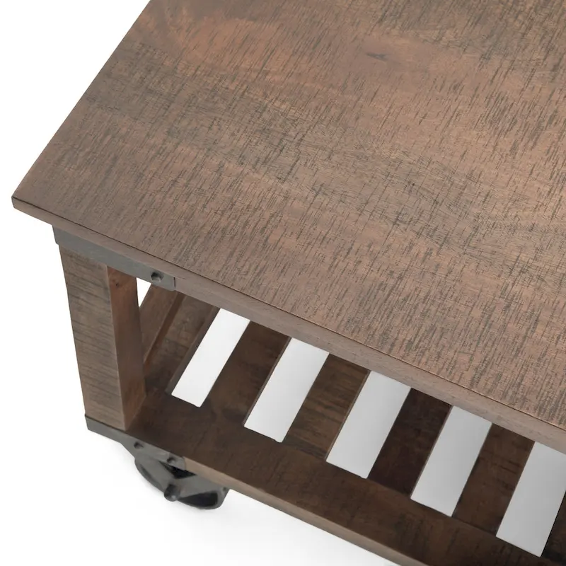 WYNDENHALL Barrie SOLID MANGO WOOD and Metal 32 inch Wide Square Industrial Coffee Table in Distressed Dark Brown - 32 x 32 x 18