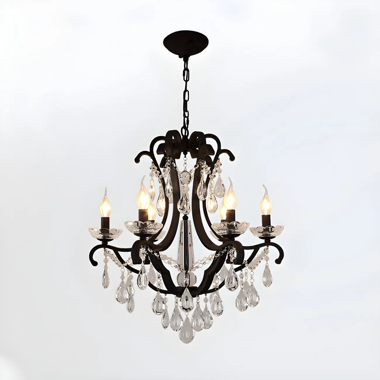 Traditional Black Crystal Candlestick Chandelier