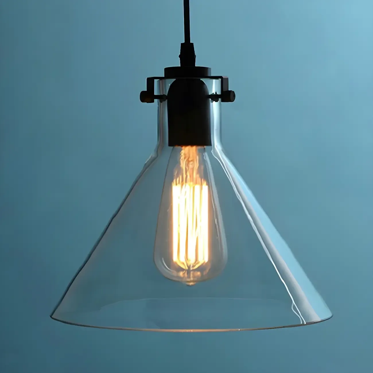 Industrial Clear Cone Glass Kitchen Pendant Light