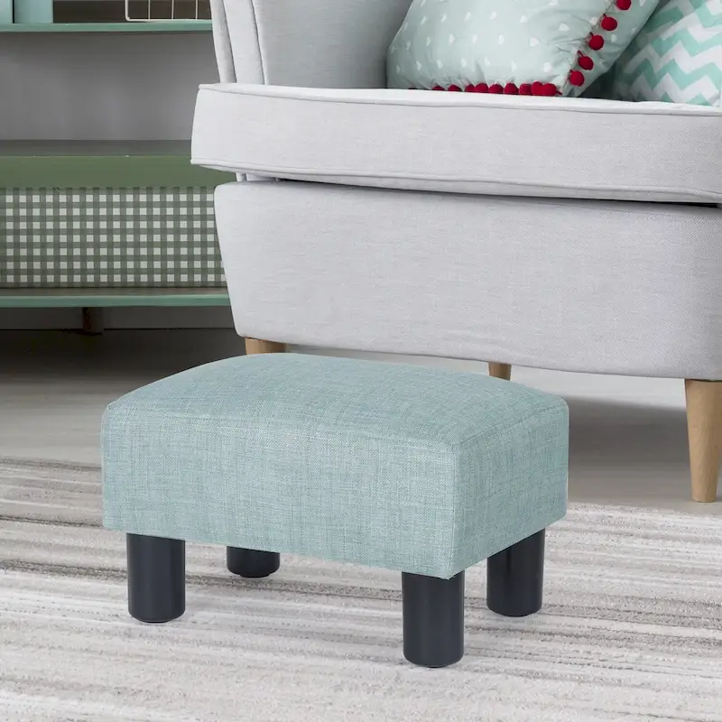 Adeco Small Rectangular Ottoman Modern PU Leather Footrest Stool Chair