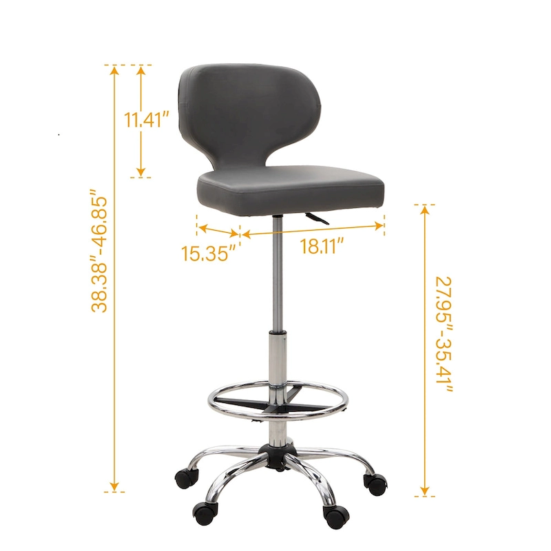 PU Leather Office Chair Swivel Adjustable Rolling Stool with Wheels