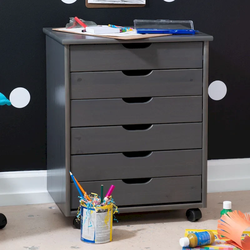 Grey 6-Drawer Rolling Storage Cabinet