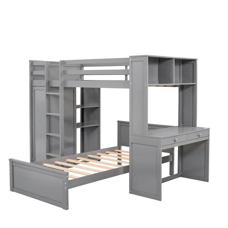 Twin over Twin Pine Loft Bed with Stand-alone
