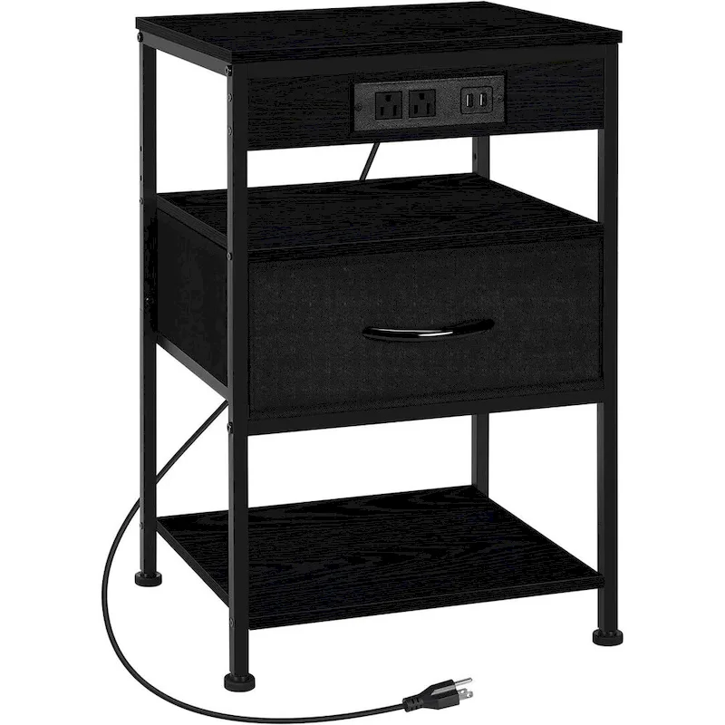 Nightstand with Charging Station with Drawer