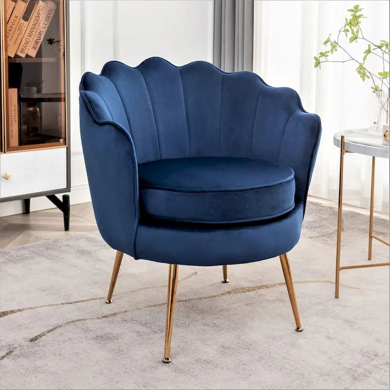 Cavett 28.3 Wide Velvet Barrel Chair with Gold Metal Legs