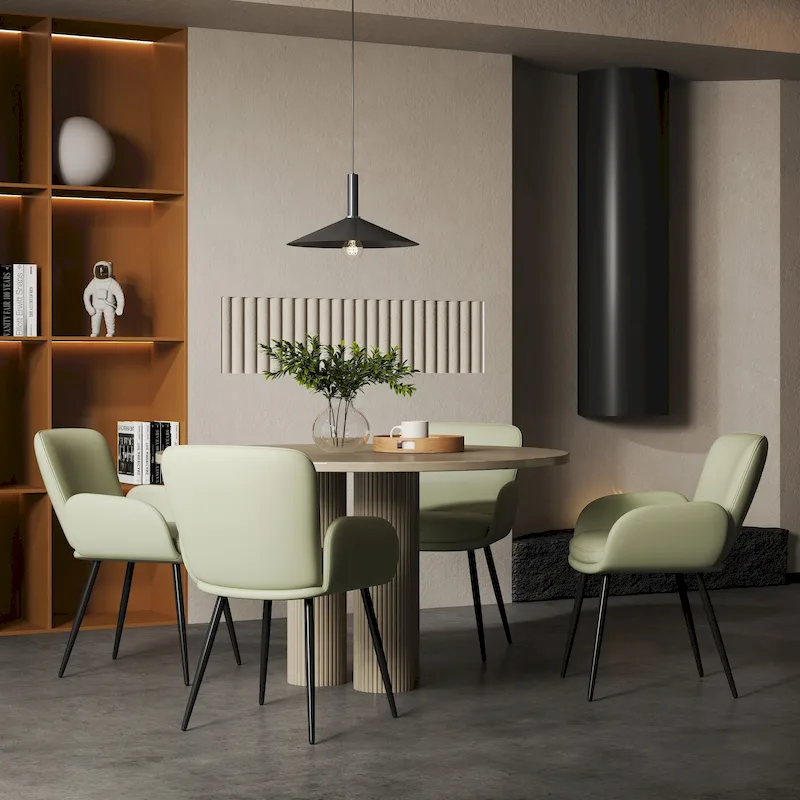 Set of 4 Cat-Scratch Resistant Dining Chairs with Gold Metal Legs