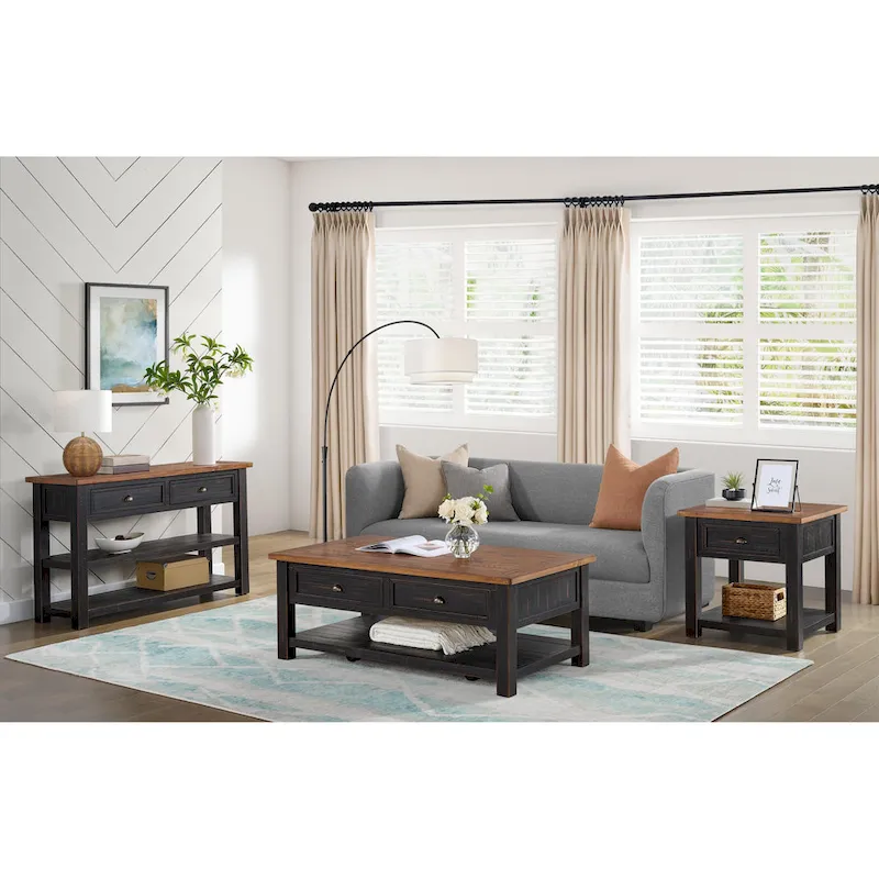 The Gray Barn Downington Solid Wood 2-Drawer Sofa Console Table