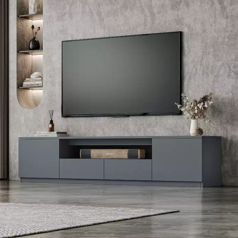 ATJafurn Modern TV Stand for 65/70/75/85 inch TV, Wooden Entertainment Center Media Console with Storage and Drawers for Living Room