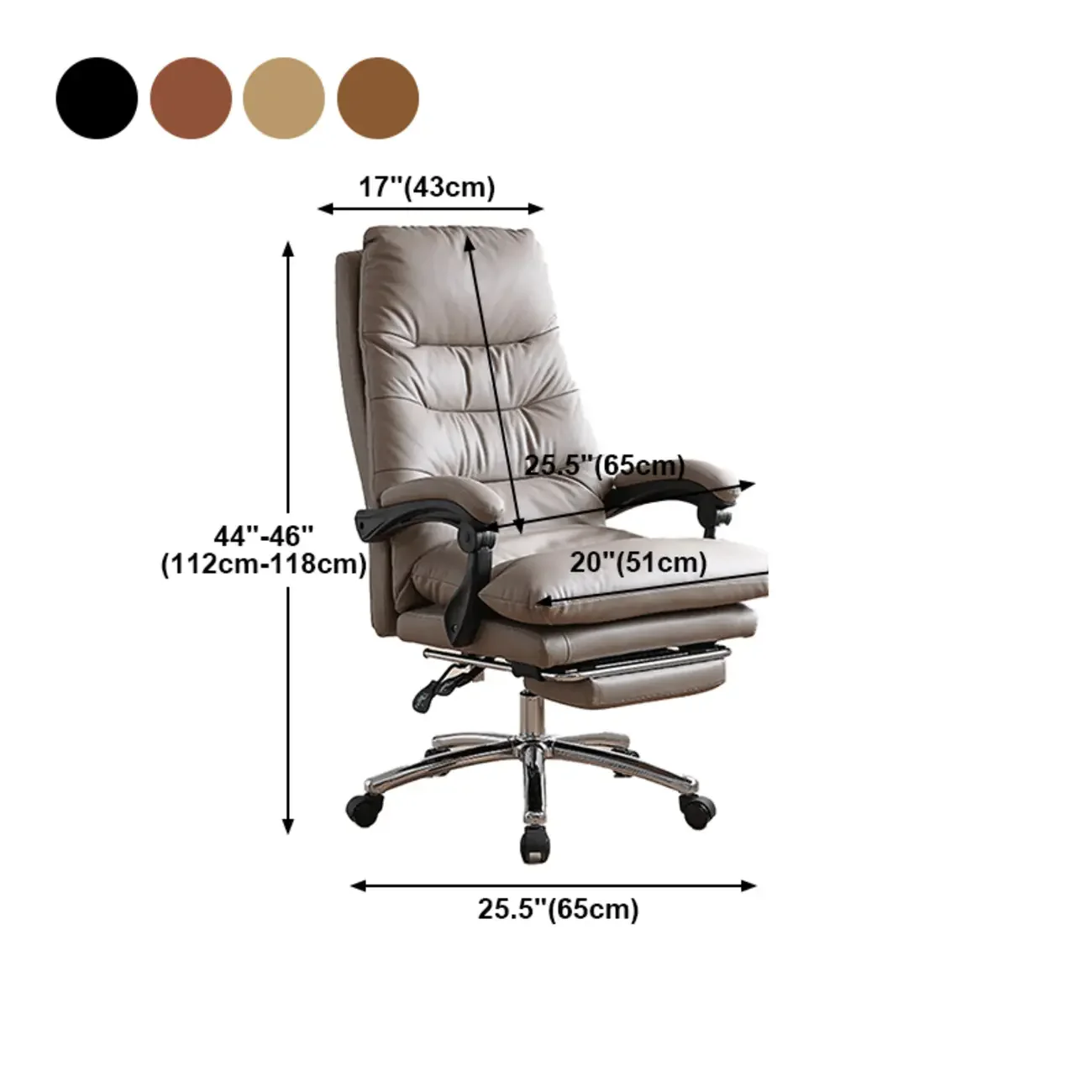 Upholstered Leather Recliner Adjustable Office Chair