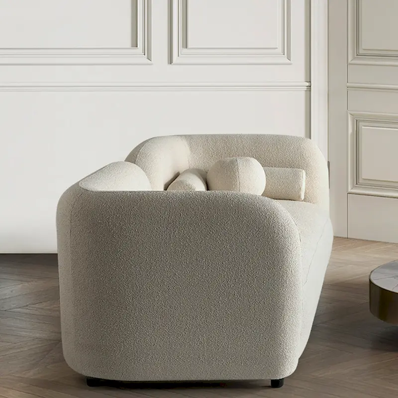 Milet Luxury Modern Boucle Fabric Curved Arm Sofa