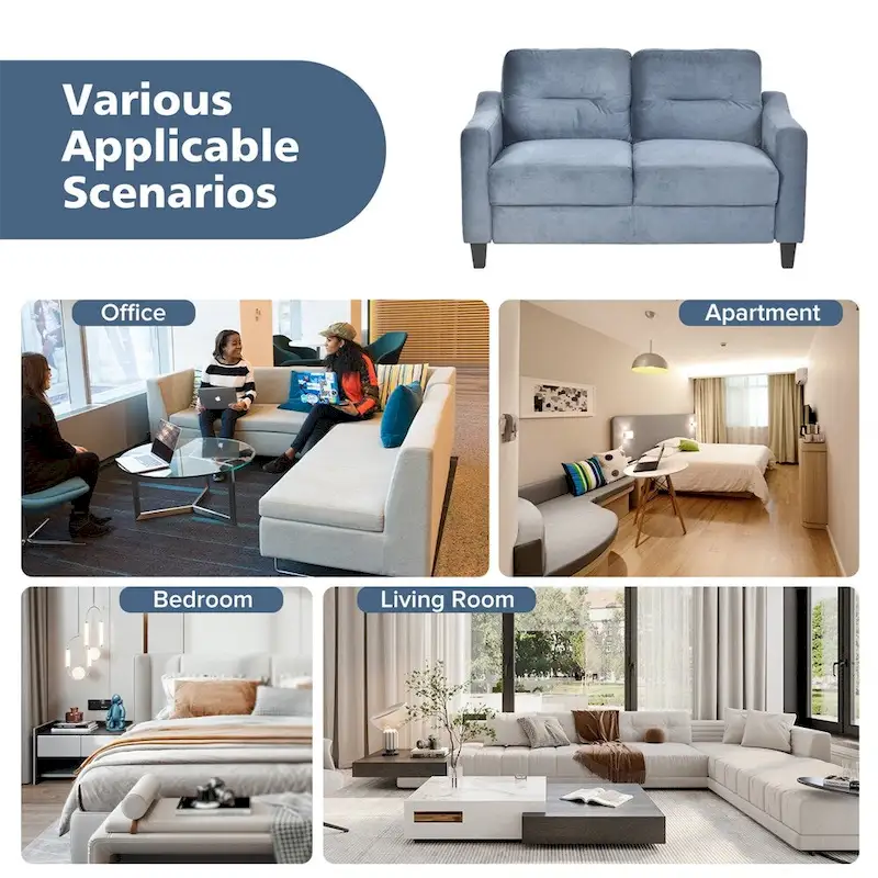 Fabric Sofa with Wood Frame and Legs