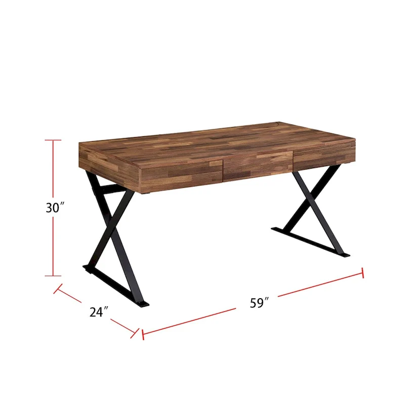 Wooden Desk with 3 Darwers in Black