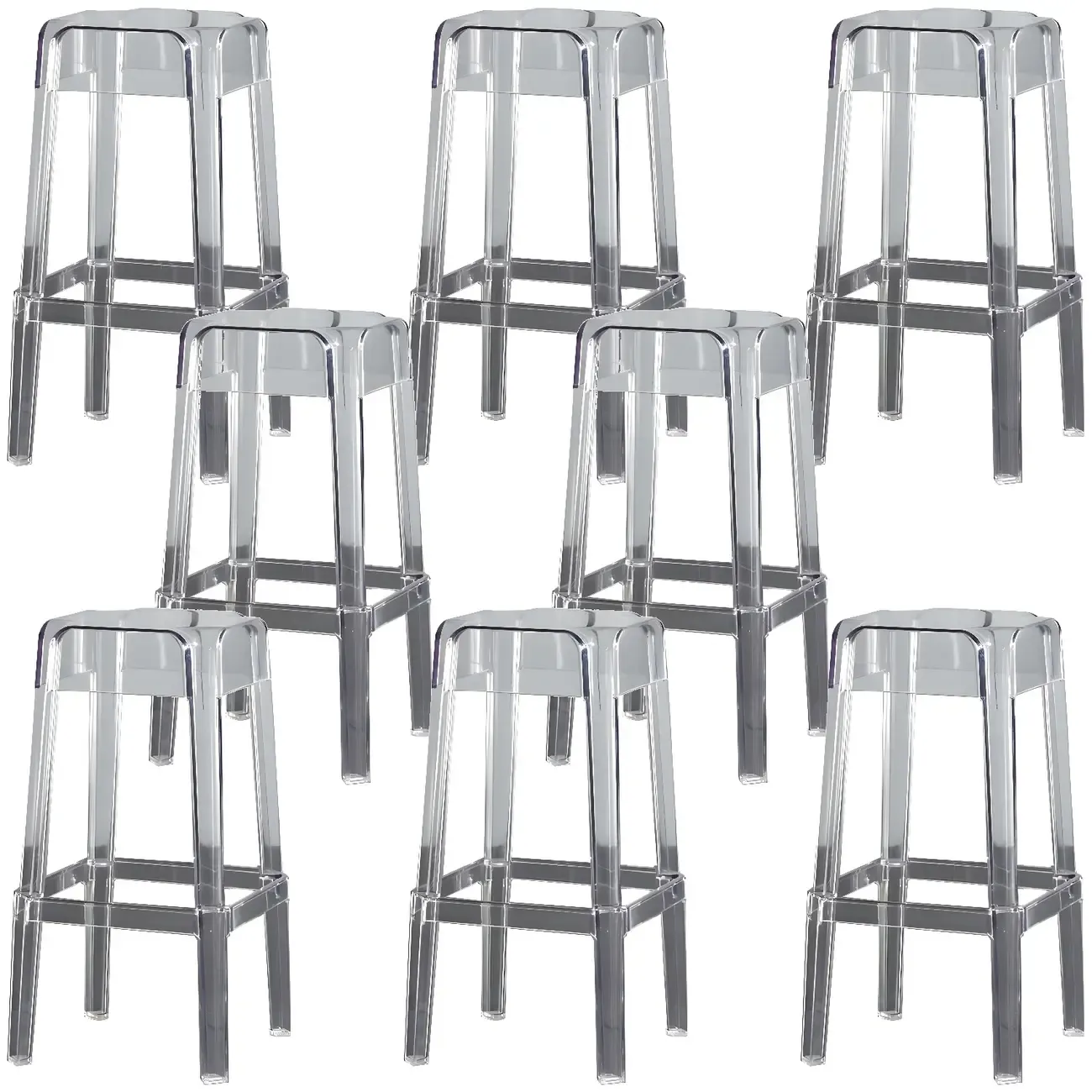Modern Acrylic Four Legs Square Counter Bar Stool