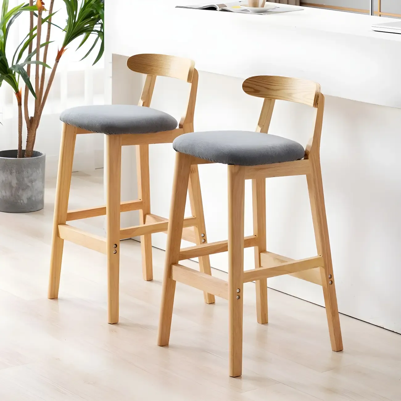 Modern Wood Comfort-Enhanced Minimalist Bar Stool