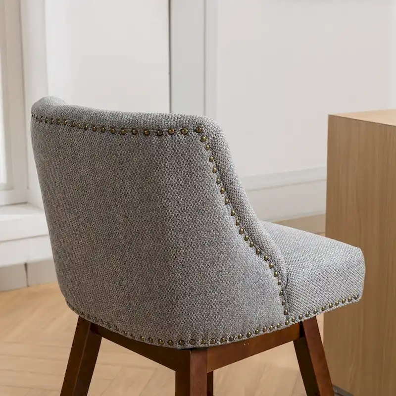 Counter Height Swivel Barstools, 26 H Seat Height Upholstered Bar Stools Set of 2, Fabric