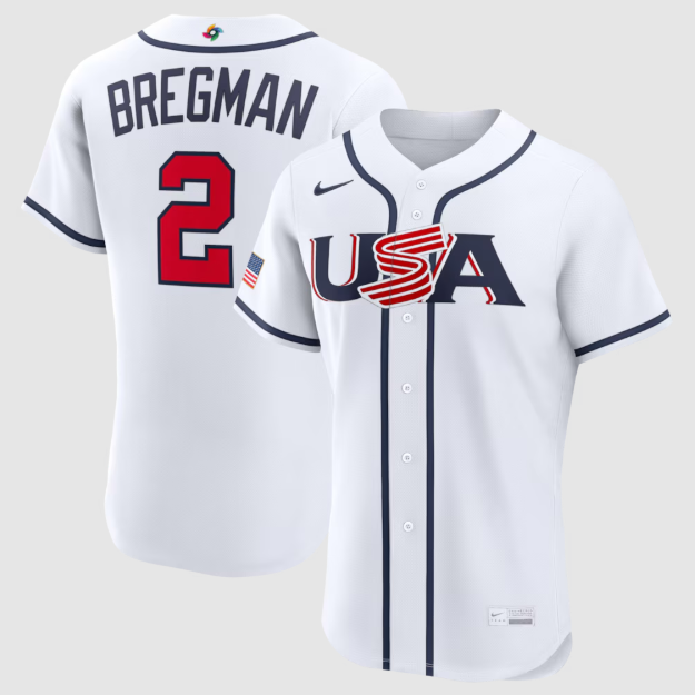 USA Baseball Alex Bregman White 2026 World Baseball Classic Home Authentic Jersey