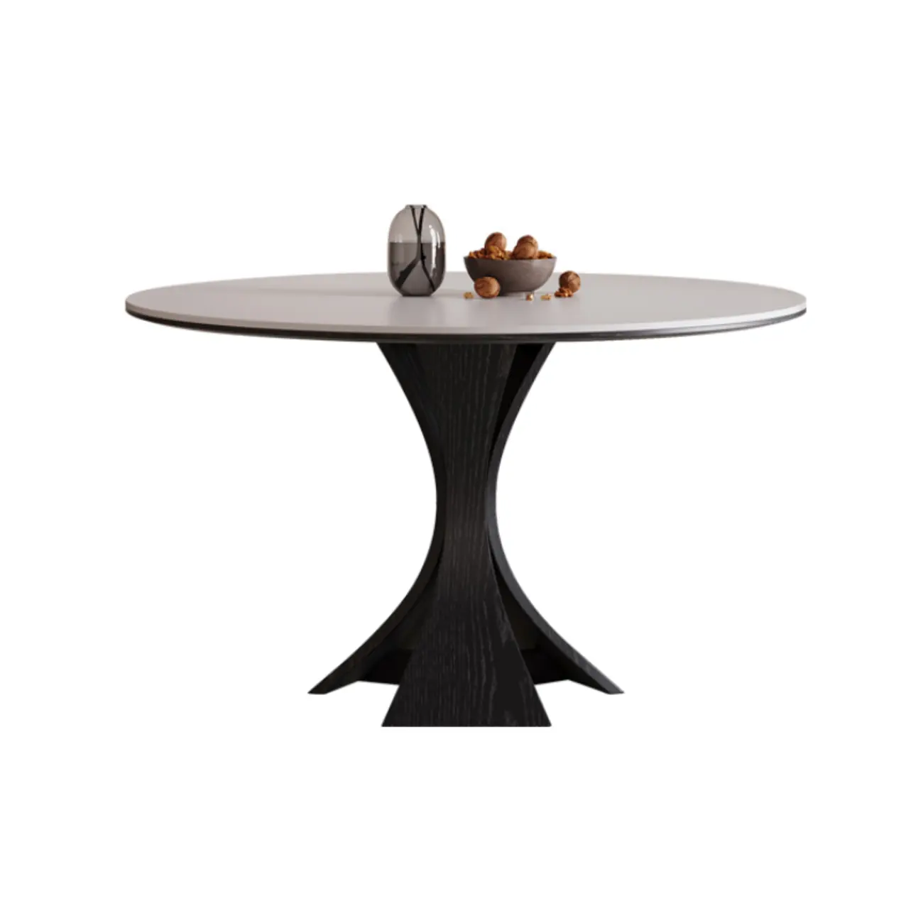 Modern Simple Black Wood Round Dining Table