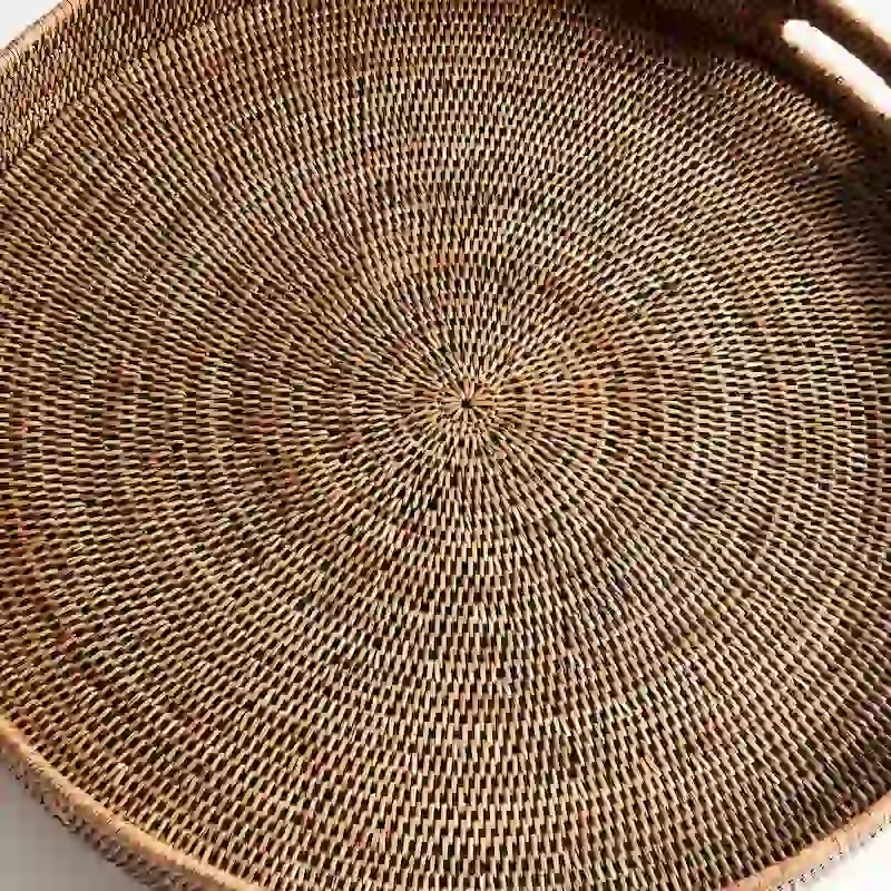 Burma Rattan Round Ottoman Trays