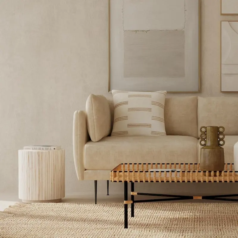 Distressed White Teak Wood Plank Drum Table by