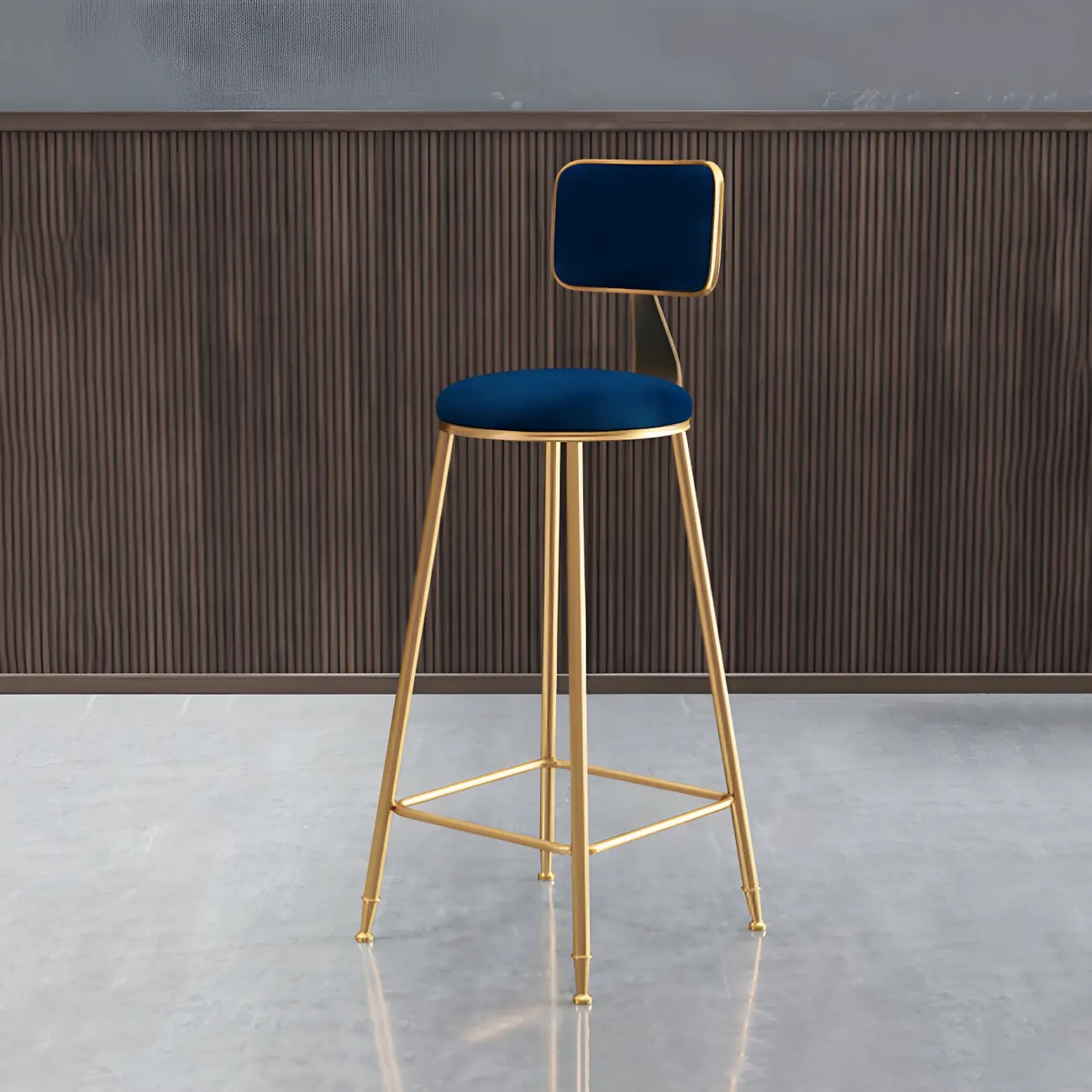 Round Velvet Upholstered Counter Bar Stools