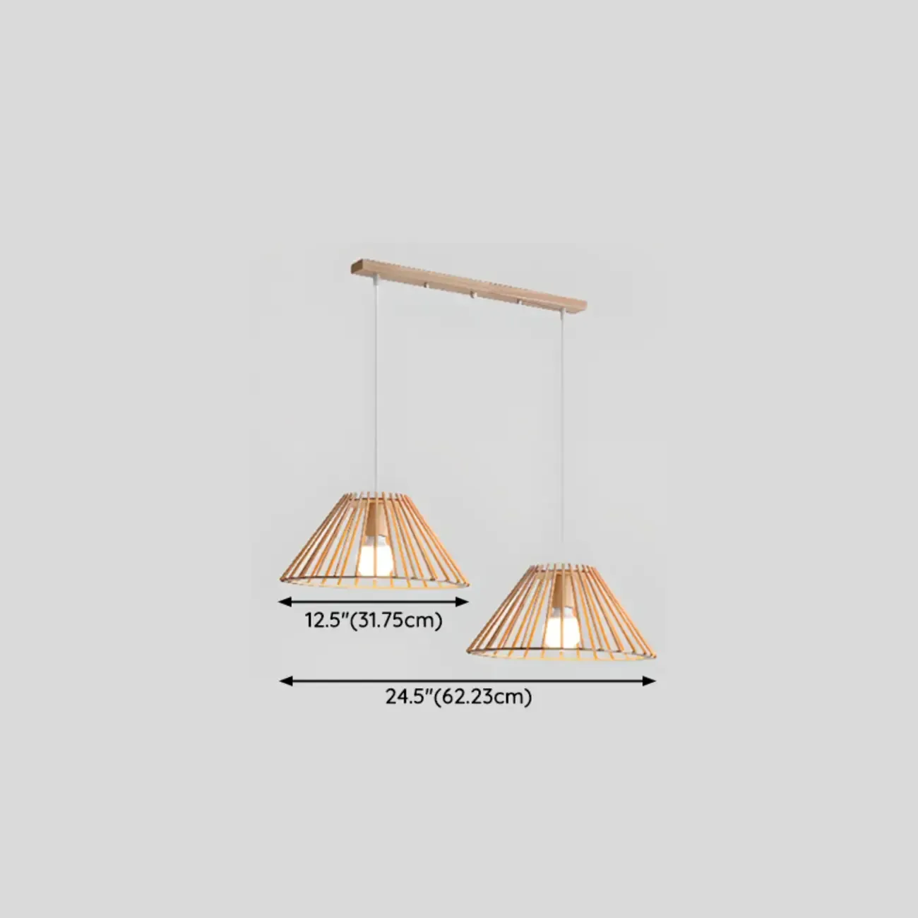 Glass Shade Wood Kitchen Island Pendant Light Adjustable Length