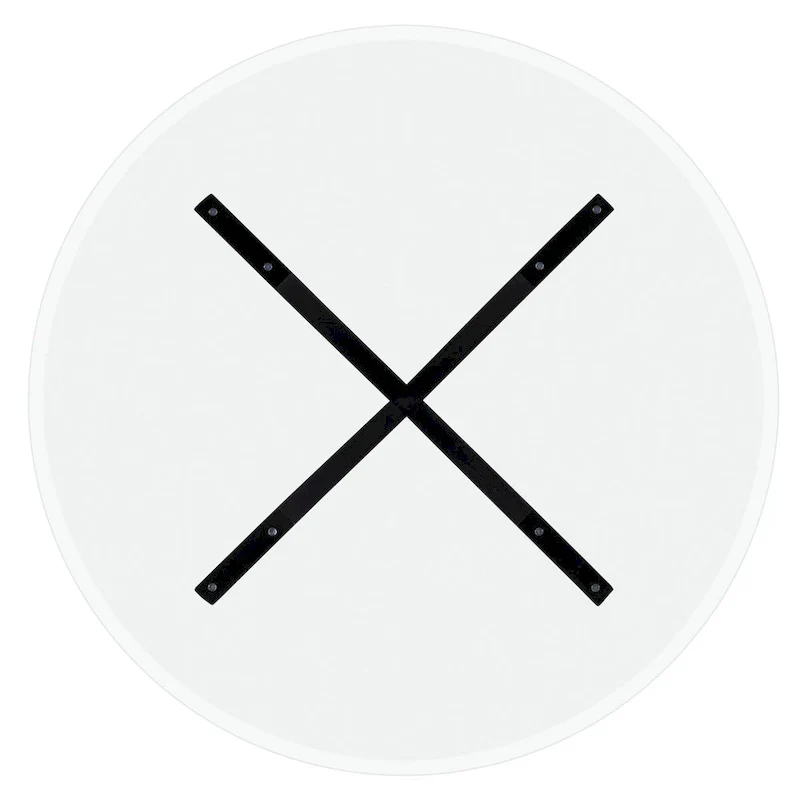 White Round Glass Dining Table for 4 with X-Base