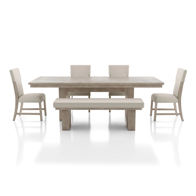 Furniture of America Yetaria Modern Farmhouse 6-Piece Natural Wood Dining Table Set