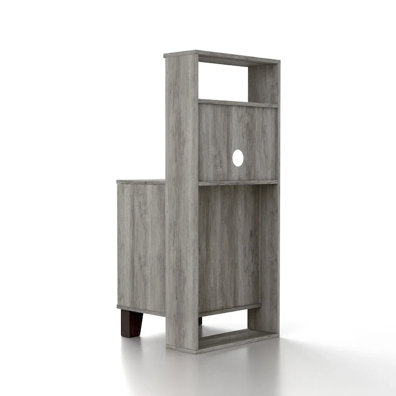 Light Hickory / Vintage Grey Oak 3-Shelf Single-Drawer Nightstand, 1-Person