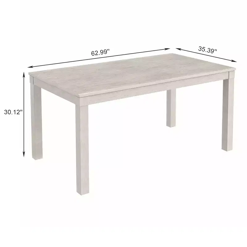 VECELO Farmhouse Style Dining Table, Rubber Wood Table with 4 Solid Wood Legs for Kitchen, Gray